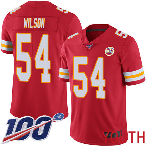 Youth Kansas City Chiefs #54 Wilson Damien Red Team Color Vapor Untouchable Limited Player 100th Season Nike NFL Jersey